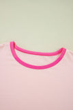 Color Block Sleeve Round Neck Oversize Top