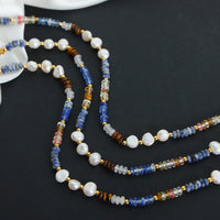 Natural Stone Round Beads Freshwater Pearl Necklace