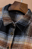 Grey Plaid Collared Split Button Up Shacket