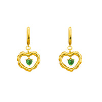 Fashion Hollow CZ Double Heart 925 Sterling Silver Dangling Earrings