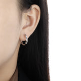Office Causal Rhombus Carved 925 Sterling Silver Hoop Earrings