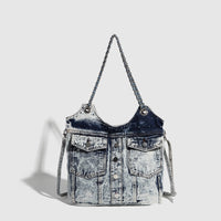 Large Capacity Fashion Jean Bag Retro Underarm Shoulder Bag