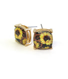 Facet Stone Stud Sunflower Design Earring