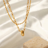 18K Gold Fashionable and Simple Double-layered Twisted Round Design Pendant Necklace