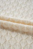 Beige Hollow Out Crochet O Neck Short Sleeve Sweater Tee