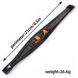 Natural Tiger Eye Stone - Handmade Leather Braided Bracelet