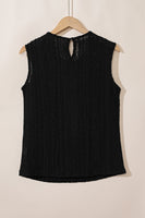 Black Guipure Lace Crochet Keyhole Back Tank Top