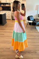 Colorful Colorblock Maxi Dress