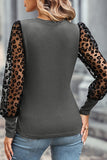 Casual Leopard Transparent Peasant Sleeve Blouse