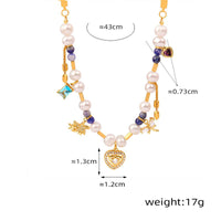 18K Gold Exquisite and Noble Love/Water Drop Inlaid Zircon and Pearl Design Necklace