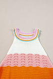 Multicolour Wavy Striped Print Textured Knit Sleeveless Sweater Top