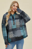 Full Size Plaid Dropped Shoulder Hoodie