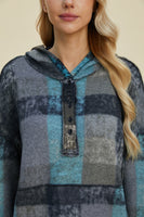 Full Size Plaid Dropped Shoulder Hoodie