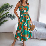 Flowers Print Suspender Corset Summer Dress