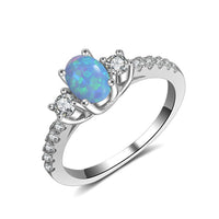 S925 Silver Color Opal Stone Ring