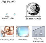925 Sterling Silver Moonstone Tragus Cartilage Screw Back Hypoallergenic Earrings