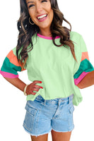 Color Block Sleeve Round Neck Oversize Top