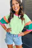 Color Block Sleeve Round Neck Oversize Top