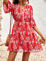 Women's Fashion Casual V-neck Half-sleeve Printed Dress