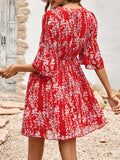 Women's Fashion Casual V-neck Half-sleeve Printed Dress