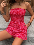 Women's One-Shoulder Elastic Printed Tube Top Jumpsuit