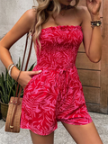 Women's One-Shoulder Elastic Printed Tube Top Jumpsuit