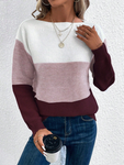 Woman's Elegant Colorblock Drop Shoulder Sweater