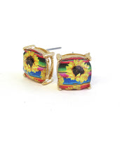 Facet Stone Stud Sunflower Design Earring