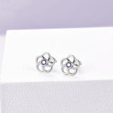 Rose Crystal Stud Earrings 925 Sterling Silver - Brier Hills