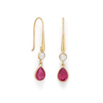 14 Karat Gold Plated Rainbow Moonstone and Pink Glass Drop Earrings - Brier Hills