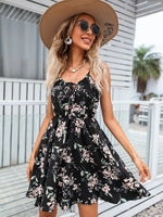 Princess Fashion Round Neck Sleeveless Ditsy Floral Dress