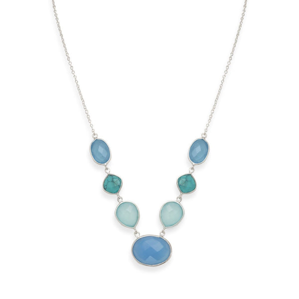Stabilized Turquoise and Chalcedony Sterling Silver Necklace - Brier Hills