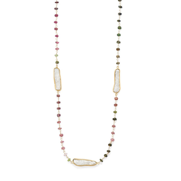 Tourmaline and Cultured Freshwater Pearl Necklace - Brier Hills
