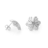 Sunny Spiral Flower 925 Sterling Silver Stud Earrings