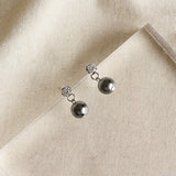 Simple Round Shell Pearls CZ 925 Sterling Silver Stud Earrings - Brier Hills