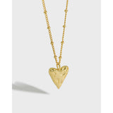 Women Irregular Love Heart 925 Sterling Silver Necklace