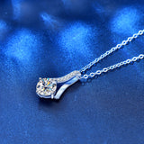 Lady Round Moissanite CZ Waterdrop 925 Sterling Silver Necklace - Brier Hills