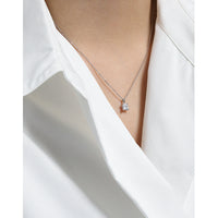 Simple Radiant CZ New 925 Sterling Silver Necklace