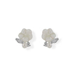 Mother of Pearl and CZ Flower Earrings - Brier Hills