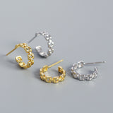 Fashion Watchband C Shape 925 Sterling Silver Stud Earrings