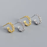Fashion Watchband C Shape 925 Sterling Silver Stud Earrings - Brier Hills
