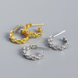 Fashion Watchband C Shape 925 Sterling Silver Stud Earrings - Brier Hills