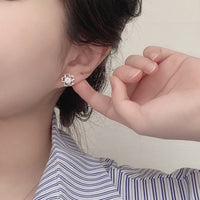 Girl Sweet Moissanite CZ Sakura Flowers 925 Sterling Silver Stud Earrings - Brier Hills