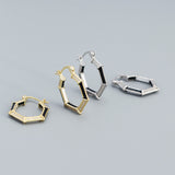 Fashion Geometry CZ Hexagon 925 Sterling Silver Hoop Earrings - Brier Hills