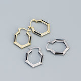 Fashion Geometry CZ Hexagon 925 Sterling Silver Hoop Earrings - Brier Hills