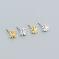 Sweet CZ Plum Blossom Flowers 925 Sterling Silver Stud Earrings - Brier Hills