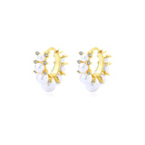 Women Round Shell Pearls 925 Sterling Silver Hoop Earrings - Brier Hills