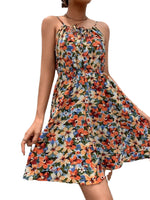 Princess Fashion Round Neck Sleeveless Ditsy Floral Dress