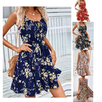 Princess Fashion Round Neck Sleeveless Ditsy Floral Dress