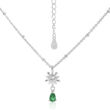 Elegant Snowflake Waterdrop CZ 925 Sterling Silver Necklace